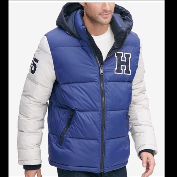 tommy hilfiger hooded puffer jacket mens